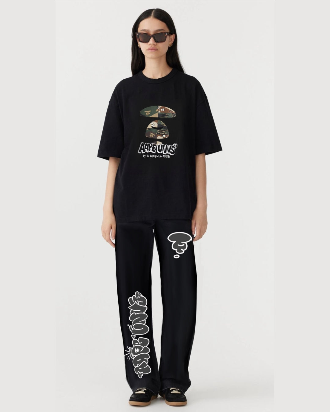 Women AAPE Oversized Cord Set - Black and Black