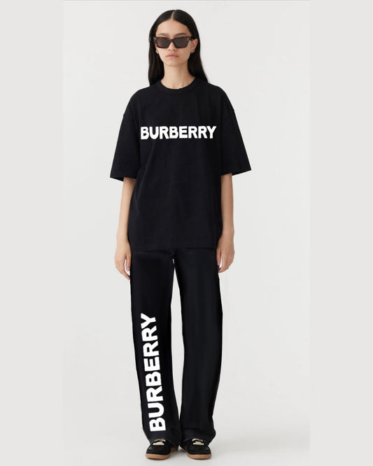 Women Burberry Core Logo Oversized Cord Set - Black and Black