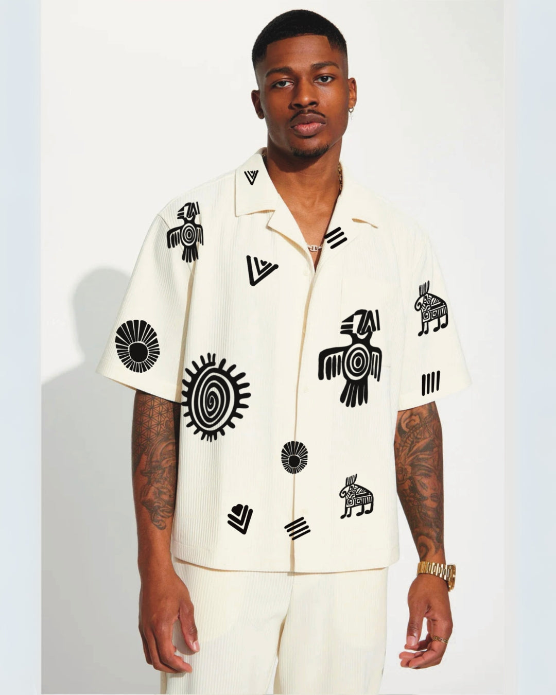 Stussy Icons Half Sleeve White Oversized Knitted Shirt