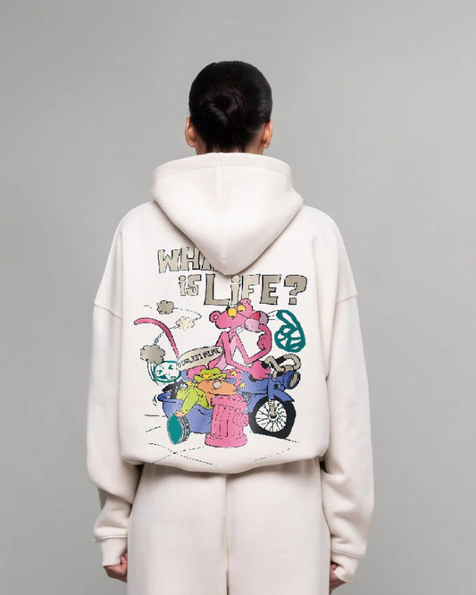 Women White Oversized Hoodie - Confuse Panther