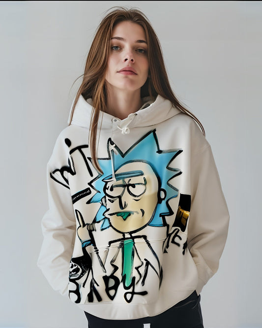 Women White Oversized Hoodie - Sunny Man