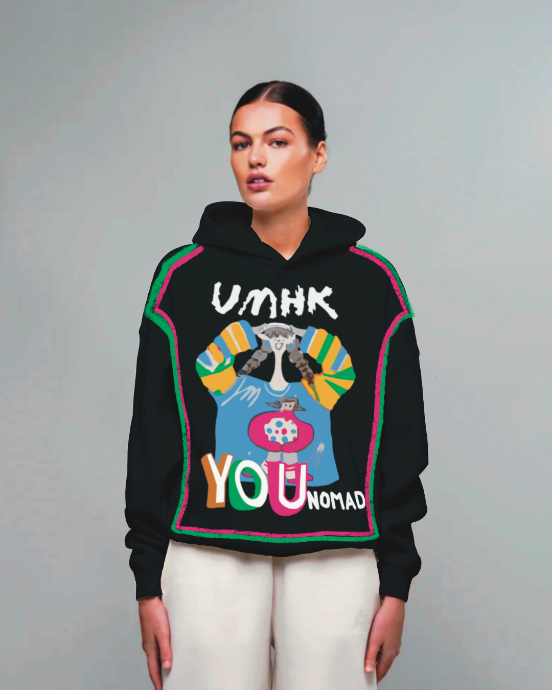 Women Black Oversized Hoodie - UMHK