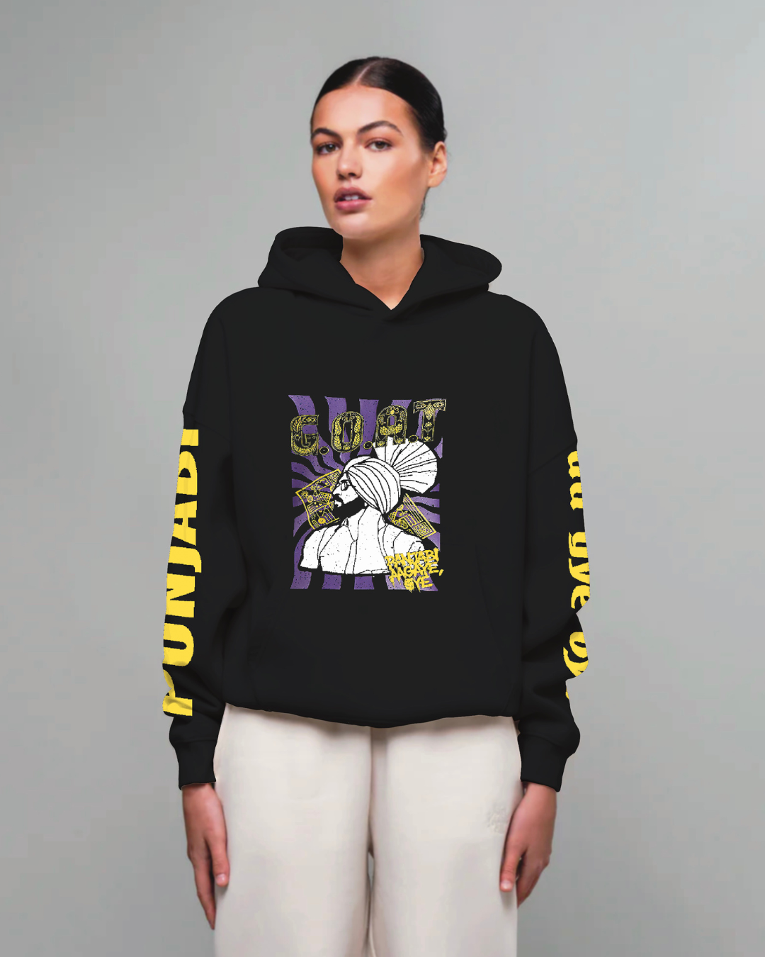 Women Black Oversized Hoodie - Diljit Edition