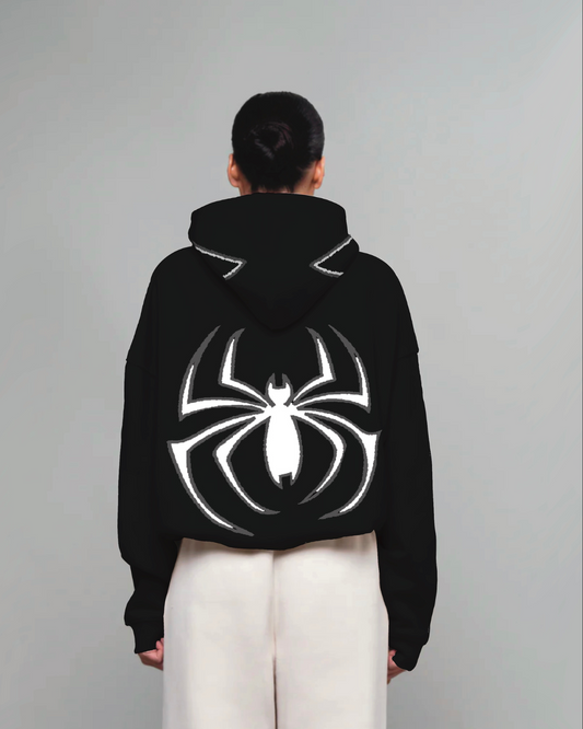 Women Black Oversized Hoodie - Spider Edition