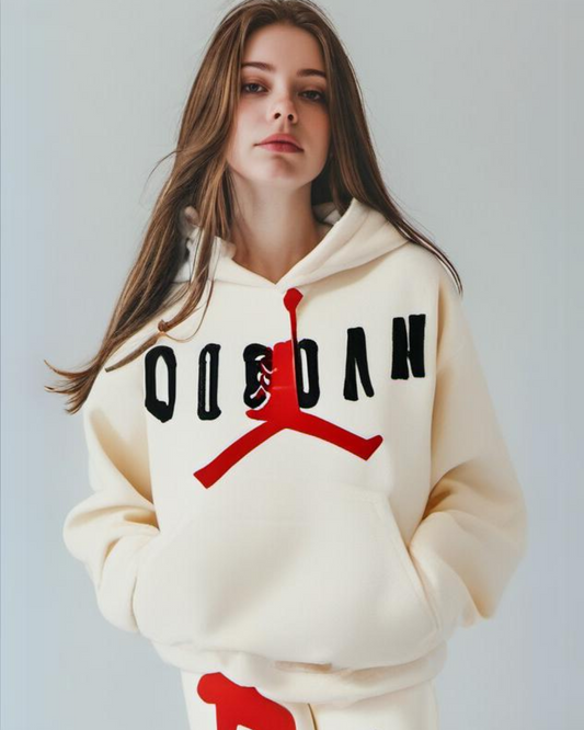 Women White Oversized Hoodie - Basketball