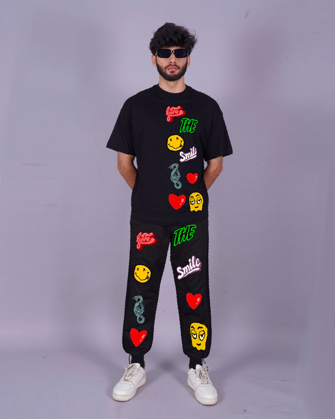 Black Men's Love Smiley Co-ord Set - Men's Choice