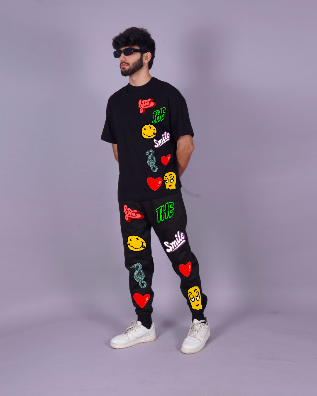 Black Men's Love Smiley Co-ord Set - Men's Choice