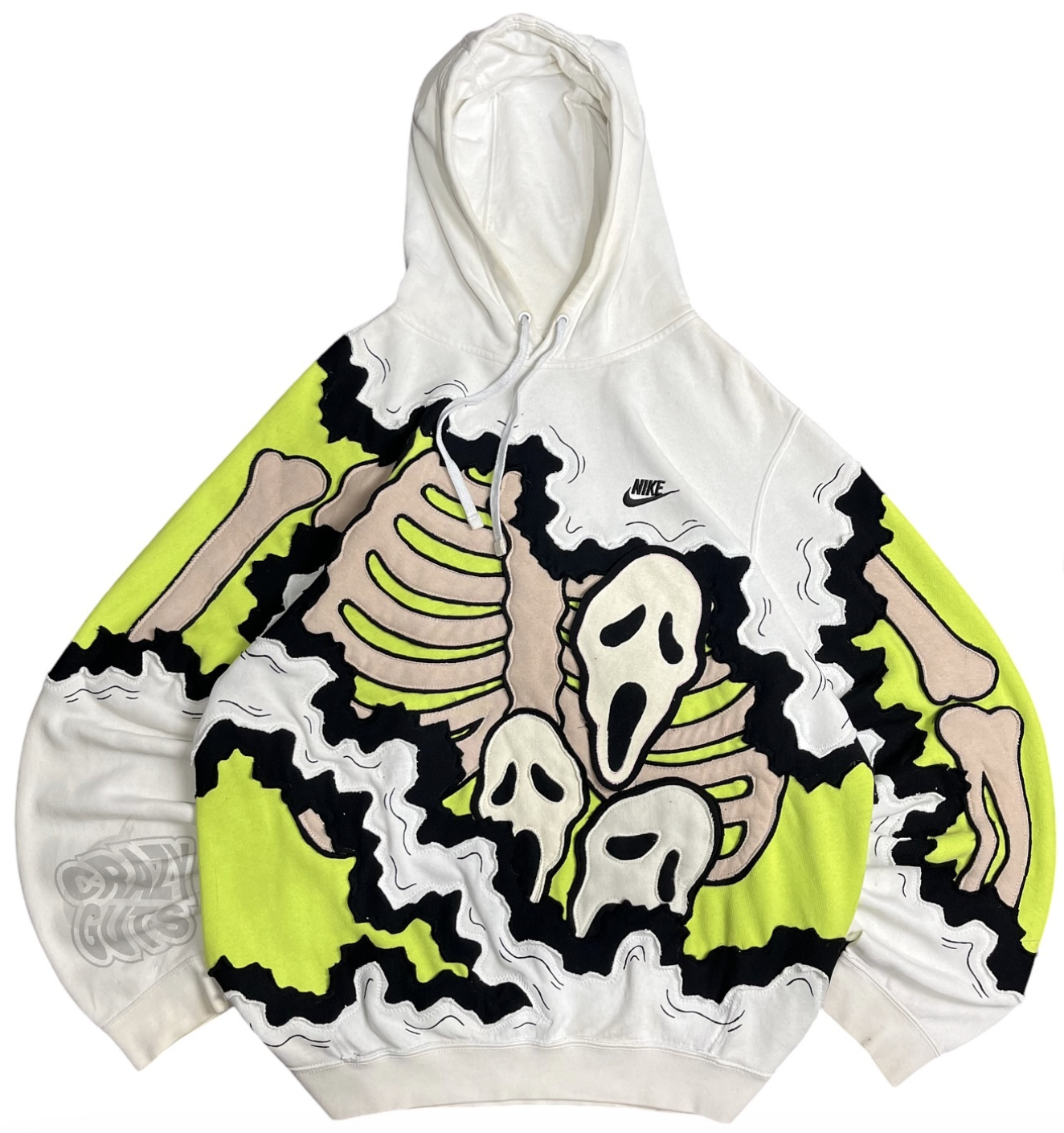 Women White Oversized Hoodie - Ghost Mask